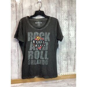 Vintage Women House of Blues Rock Shirt Rock and Roll Orlando Black Large